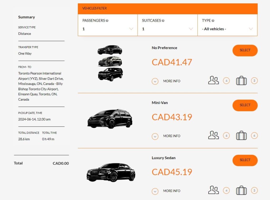 airport taxi toronto rates