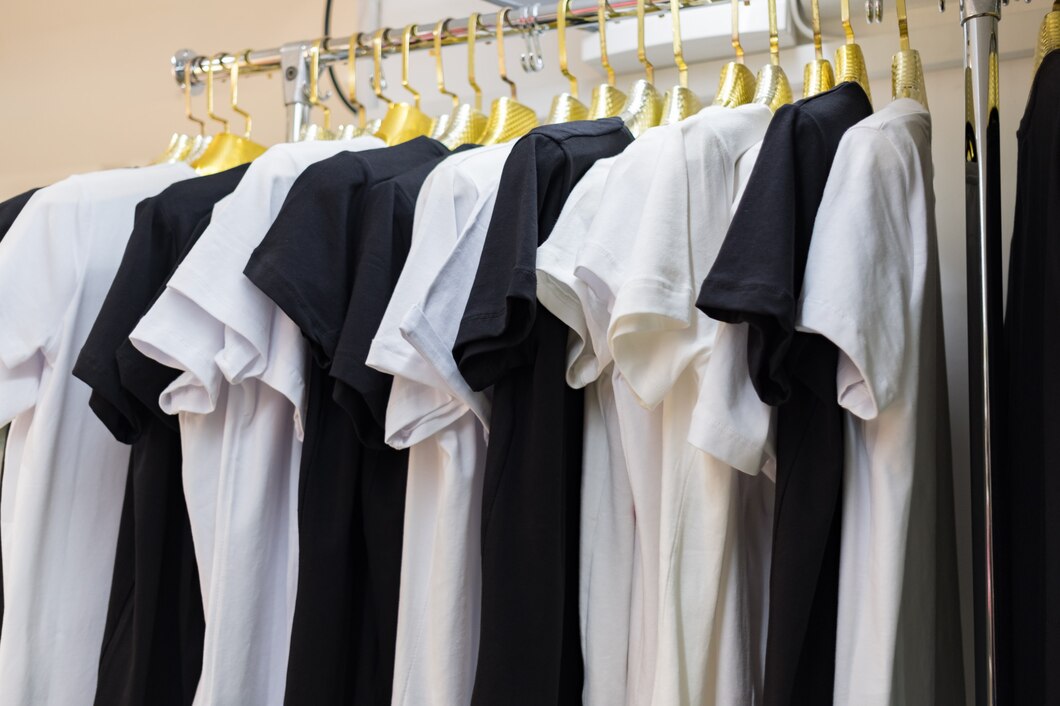 close-up-collection-black-white-color-monochrome-t-shirt-hanging-clothes-hanger_158595-6518